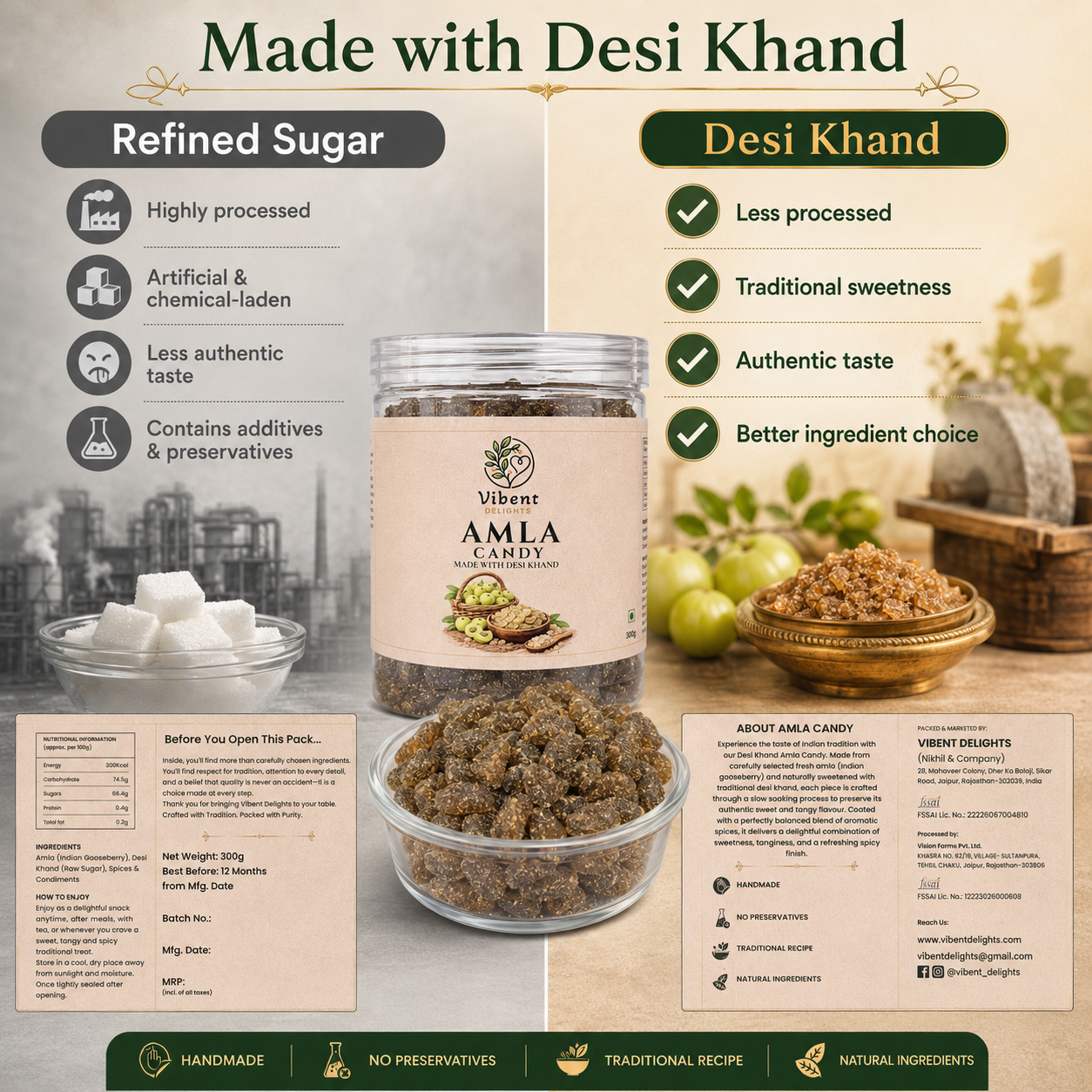 Desi Khand Amla Candy (300G) | Slow Processed