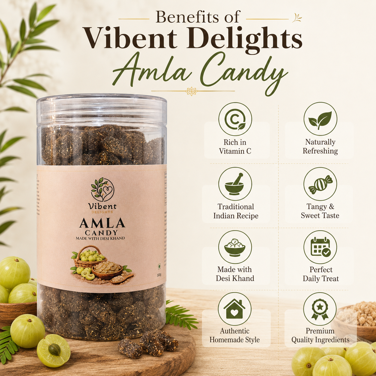 Desi Khand Amla Candy (500G) | Slow Processed