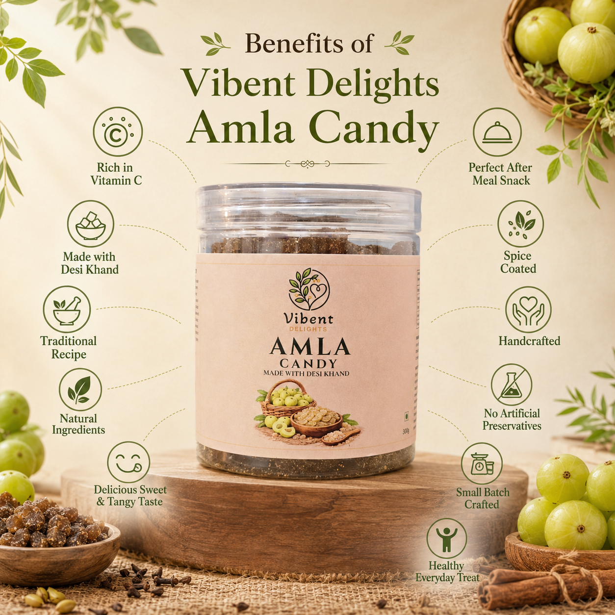 Desi Khand Amla Candy (300G) | Slow Processed